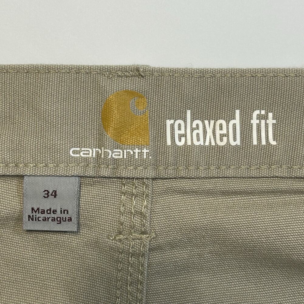 Carhartt Relaxed Fit Canvas Carpenter Utility Work Shorts Sz‎ 34 Beige 10 in. - Picture 2 of 4